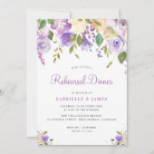 Geschilderd paarse en perzik bloemenrepetitie dine kaart (Voorkant)