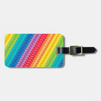 Geschilderd palet Regenboogherringbone Patroon Bagagelabel