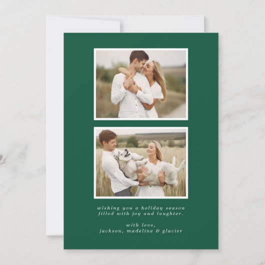 Geschilderd Plaid Groen en Goud 3 Foto Feestdagenkaart (Achterkant)
