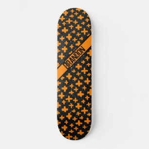Geschilderd Plus in Sinaasappel met Naam Persoonlijk Skateboard