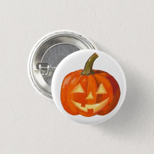 Geschilderd pompoengezicht ronde button 3,2 cm (Voorkant /achterkant)