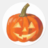 Geschilderd pompoengezicht ronde sticker (Voorkant)