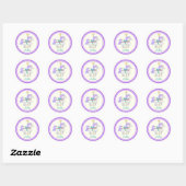 Geschilderd Pony Paarse en Rozen Carrousel Ronde Sticker (Vel)