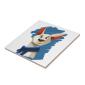 geschilderd portret van een hond op blauwe achterg tegeltje (Zijkant)