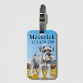 Geschilderd portret van een schnauzer hond | bagagelabel (Voorkant (verticaal))