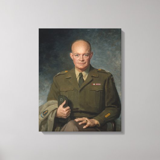 Geschilderd portret van generaal Dwight Eisenhower Canvas Afdruk (Voorkant)