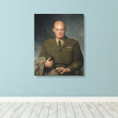 Geschilderd portret van generaal Dwight Eisenhower Canvas Afdruk (Insitu (Houten vloer))