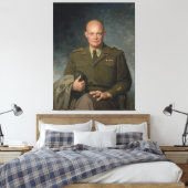 Geschilderd portret van generaal Dwight Eisenhower Canvas Afdruk (Insitu (Slaapkamer))