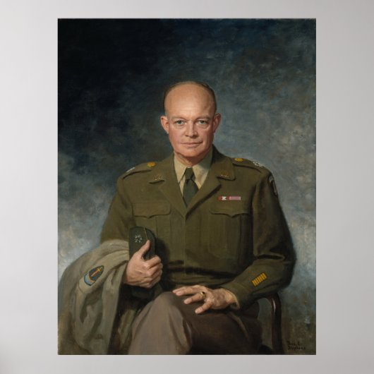Geschilderd portret van generaal Dwight Eisenhower Poster (Voorkant)