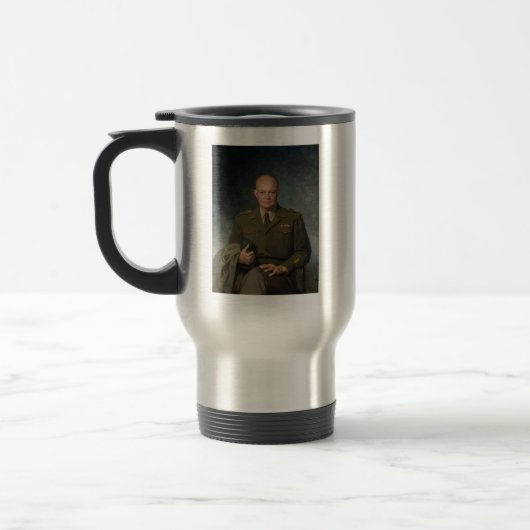 Geschilderd portret van generaal Dwight Eisenhower Reisbeker (Links)