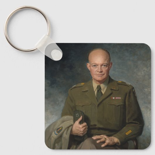 Geschilderd portret van generaal Dwight Eisenhower Sleutelhanger (Voorkant)