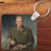 Geschilderd portret van generaal Dwight Eisenhower Sleutelhanger (Achterkant)