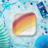 Geschilderd rood geel Sinaasappel regenboog Verjaa Papieren Bordje (Feest)