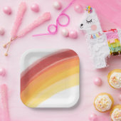 Geschilderd rood geel Sinaasappel regenboog Verjaa Papieren Bordje (Feest)