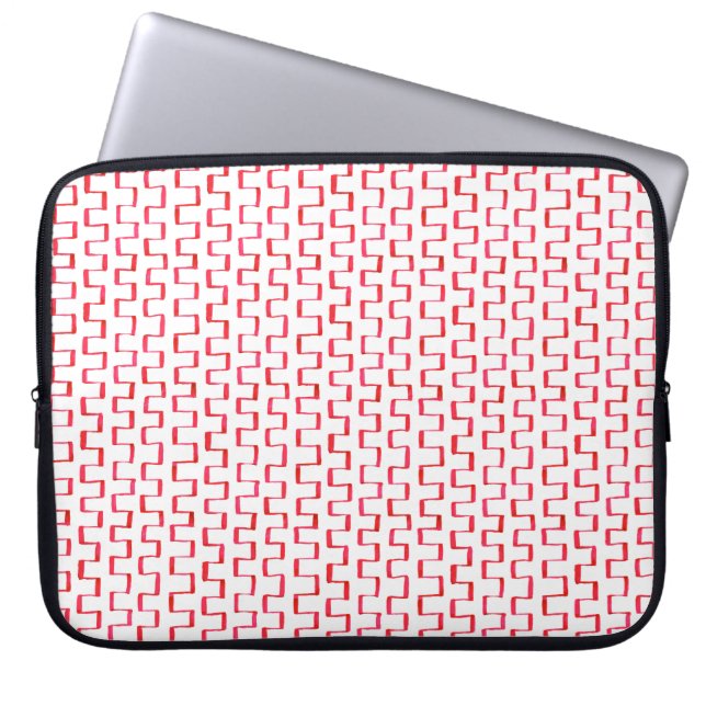 Geschilderd rood geometrisch patroon laptop sleeve (Voorkant)