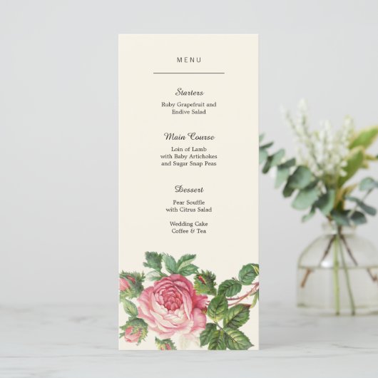 Geschilderd  Roos Boho Wedding Menu (Staand voorkant)