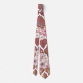 Geschilderd Roze Gouden Bloemen Waterverf Quatrefo Stropdas (Achterkant)