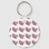 Geschilderd roze, mauve rozen op crème personalise sleutelhanger (Achterkant)