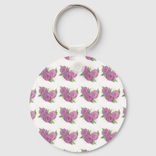 Geschilderd roze, mauve rozen op crème personalise sleutelhanger (Achterkant)