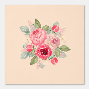 Geschilderd roze rozen boeket behang