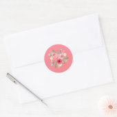 Geschilderd roze rozen boeket ronde sticker (Envelop)
