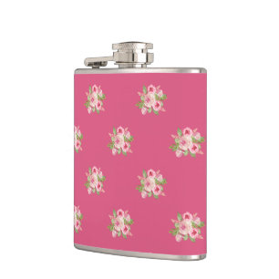 Geschilderd roze rozen patroon heupfles