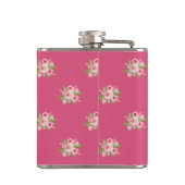 Geschilderd roze rozen patroon heupfles (Achterkant)