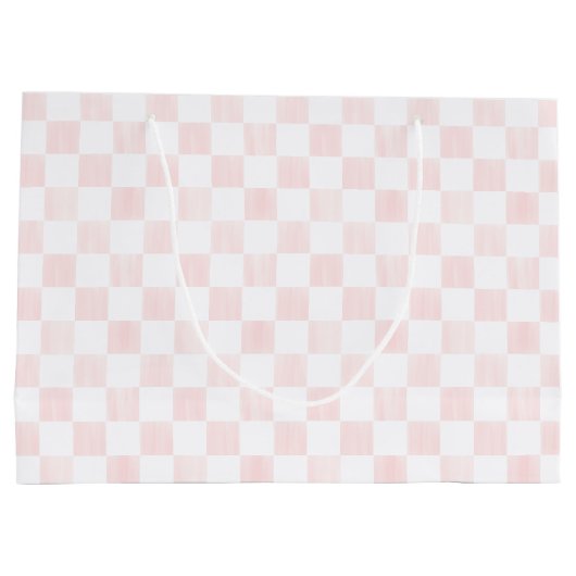 Geschilderd Roze Schaakbord Patroon Persoonlijk Groot Cadeauzakje (Achterkant)