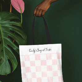 Geschilderd Roze Schaakbord Patroon Persoonlijk Tote Bag