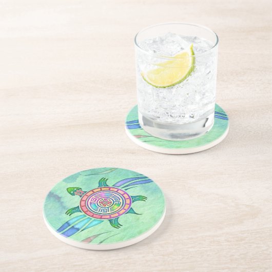 Geschilderd Schildpad Zandsteen Onderzetter (Zijkant)