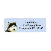 Geschilderd Siberische Husky Retouradreslabel Etiket (Voorkant)