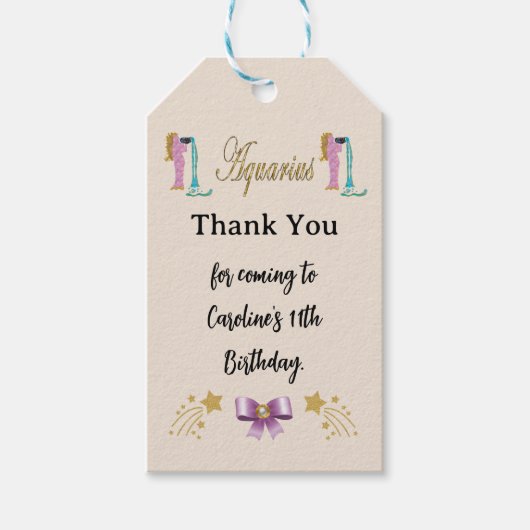Geschilderd sterrenbeeld Glitter Waterman Verjaard Cadeaulabel (Voorkant)