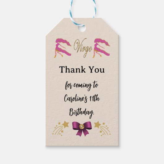 Geschilderd sterrenbeeld Gouden Glitter Maagd Verj Cadeaulabel (Voorkant)