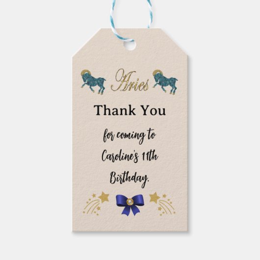 Geschilderd sterrenbeeld Gouden glitter Ram Verjaa Cadeaulabel (Voorkant)