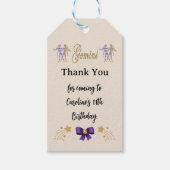 Geschilderd sterrenbeeld Gouden glitter Tweelingen Cadeaulabel (Voorkant)