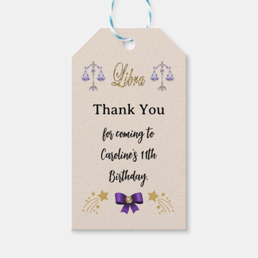 Geschilderd sterrenbeeld Gouden Glitter Weegschaal Cadeaulabel (Voorkant)