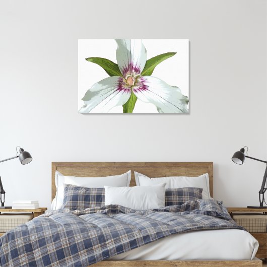 Geschilderd Trillium Spring Wildflower Canvas Prin (Insitu (Slaapkamer))