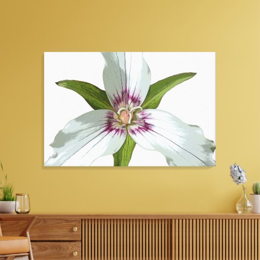 Geschilderd Trillium Spring Wildflower Canvas Prin (Insitu (Woonkamer))