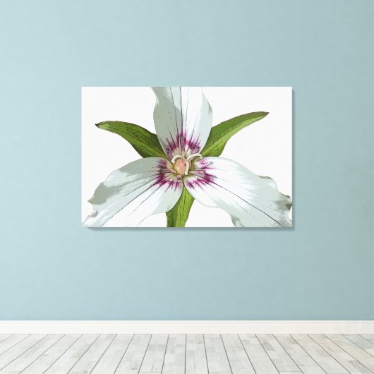 Geschilderd Trillium Spring Wildflower Canvas Prin (Insitu (Houten vloer))