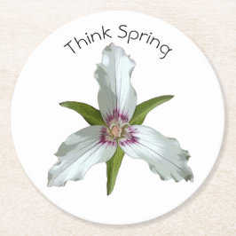 Geschilderd Trillium Spring Wildflower Paper Onder Ronde Kartonnen Onderzetter