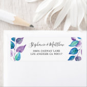 Geschilderd Turquoise Paarse Blad Waterverf Blad Etiket (Insitu)