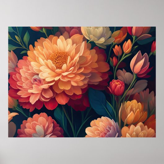 Geschilderd Upclose Bloemen Vet 4:3 Poster (Voorkant)