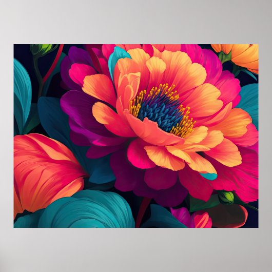 Geschilderd Upclose Bloemen Vet 4:3 Poster (Voorkant)