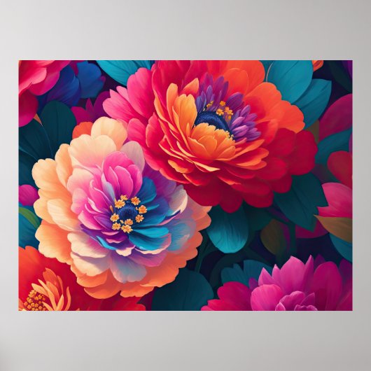 Geschilderd Upclose Bloemen Vet 4:3 Poster (Voorkant)