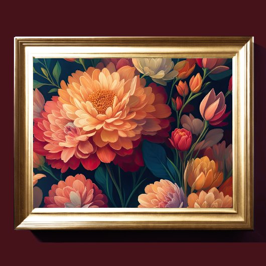 Geschilderd Upclose Bloemen Vet 4:3 Poster