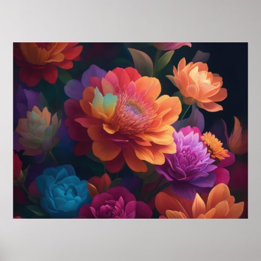 Geschilderd Upclose Bloemen Vet 4:3 Poster (Voorkant)