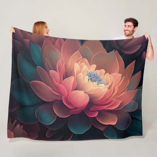 Geschilderd Upclose Bloemen Vet Fleece Deken (In situ)