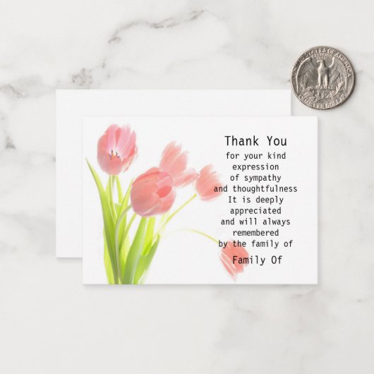 Geschilderd van tulp Dank u kaart Notitiekaartje (Voorkant / Achterkant in situ)