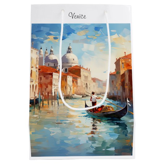 Geschilderd Venetië, Italië Medium Cadeauzakje (Achterkant)