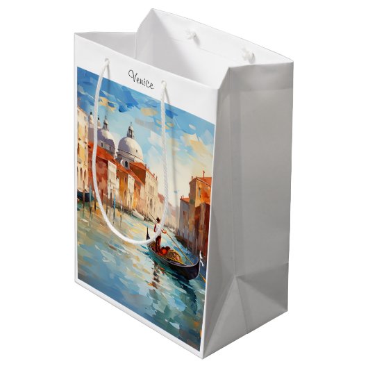 Geschilderd Venetië, Italië Medium Cadeauzakje (Achterkant Gekanteld)